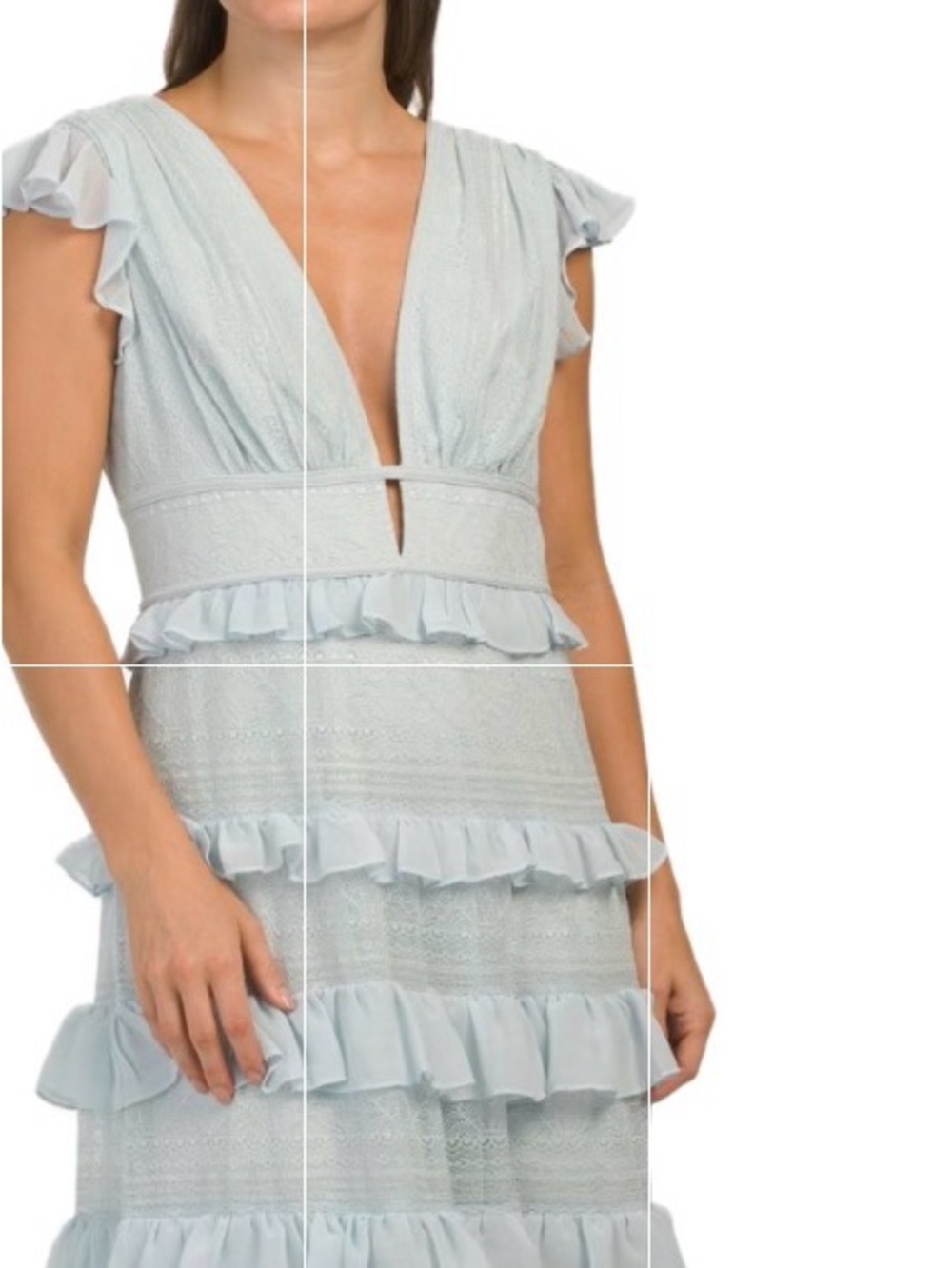 BCBGMaxAzria Light Blue Ruffle Maxi Dress